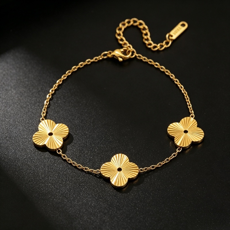 Unisex Shiny Laser Four Leaf Bracelet, Daily Gift