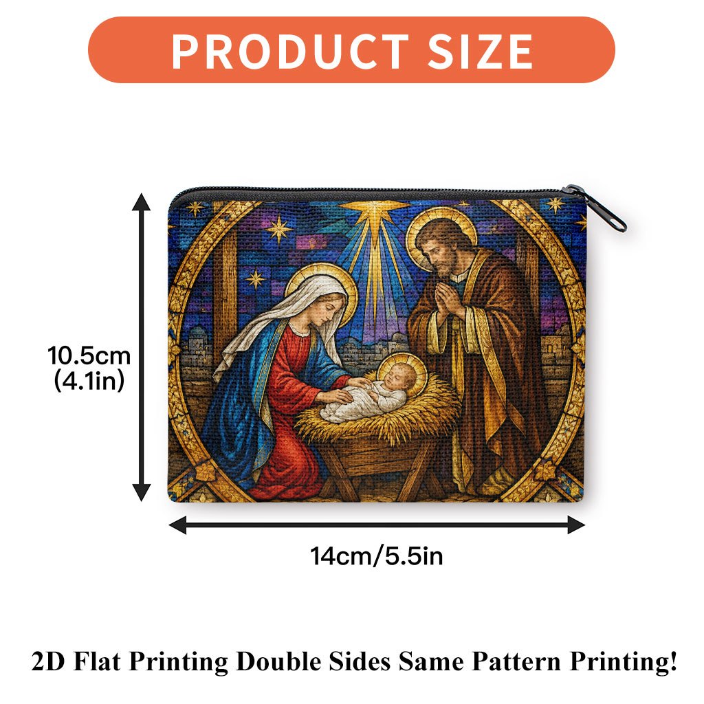 TEMU 1pc Coin Purse, Holy And Beautiful Christmas Scene Printed Portable Coin Purse, 1pc Portable Zippered Pouch, Suitable For Storing , Keys, Cards,