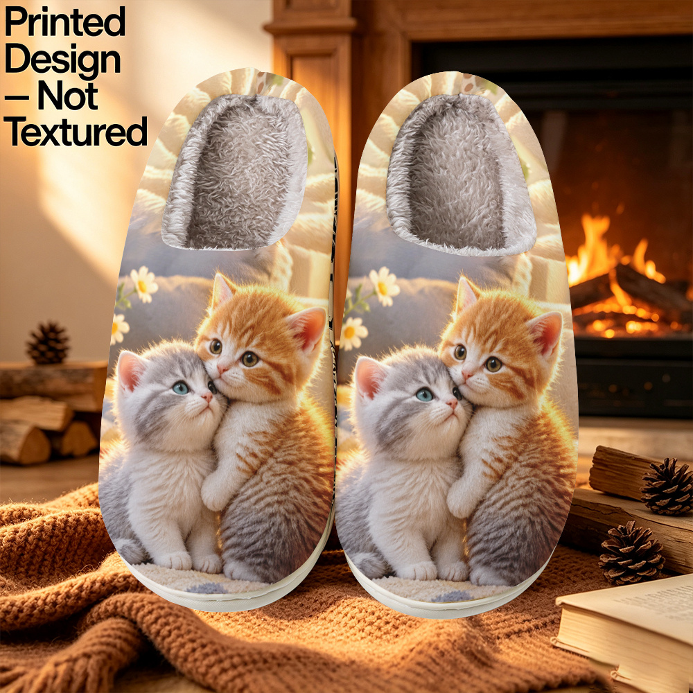 TEMU Zapatillas de casa suaves y con estampado de , pata de margarita | Unisex, delicadas y de felpa amigable, zapatos planos elegantes e informales,
