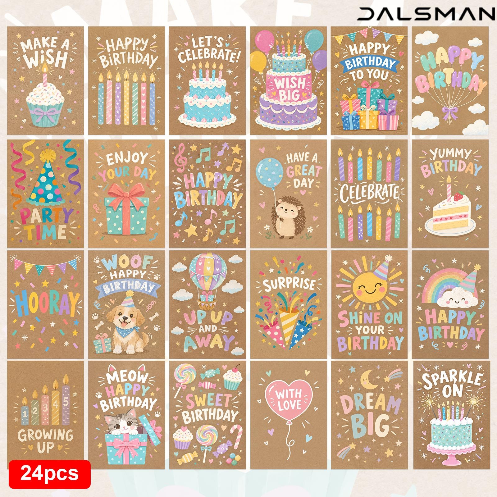 TEMU Ensemble de 24 cartes de vœux "Joyeux Anniversaire" pour amis et famille, cartes de pour invitations de fête et occasions spéciales, papeterie