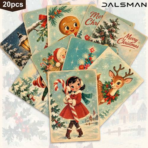 item picture 20 pack vintage christmas postcards set retro holiday greeting cards for festive winter stationery for seasonal decor and gift exchange