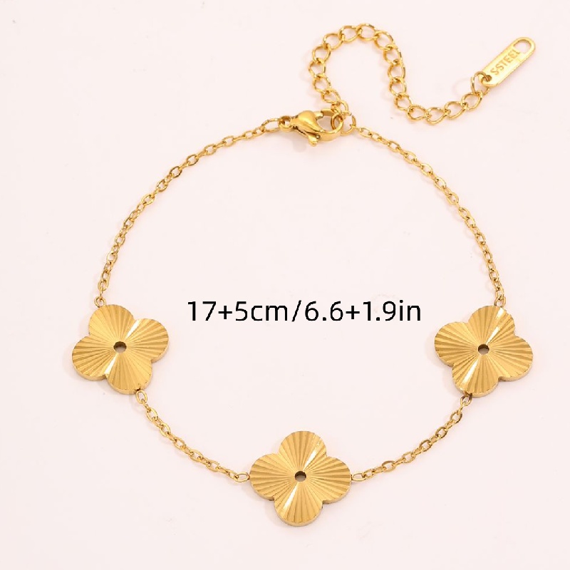 Unisex Shiny Laser Four Leaf Bracelet, Daily Gift