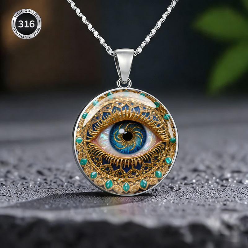 Retro Evil Eye Guardian Pattern Pendant Necklace
