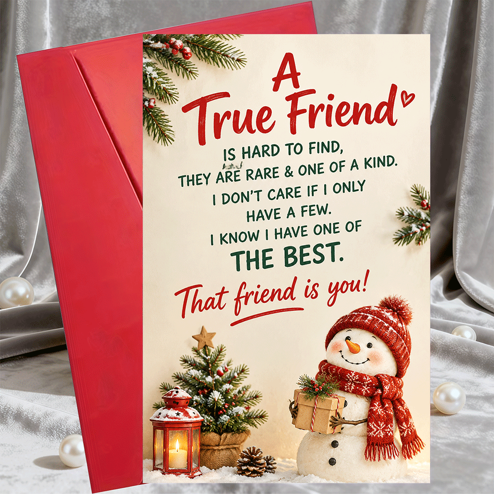 TEMU 1 Greeting Card + 1 Envelope Christmas Greeting Card For Best Friend Holiday Message With Snowman Design Seasonal Appreciation And Friendship