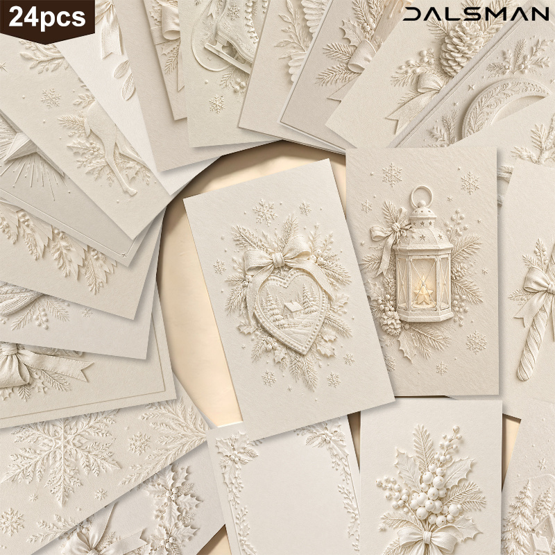 TEMU 24-pack Elegant Embossed Christmas Postcards For Holiday Greeting And Seasonal Decor For Dalsman