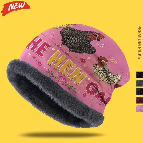 item picture 1pc the hen gang fun cartoon hen all lined brimless beanie winter plush lined warm pullover cold weather hat unisex loose stretchy cap accessory for photoshoots photography weekend