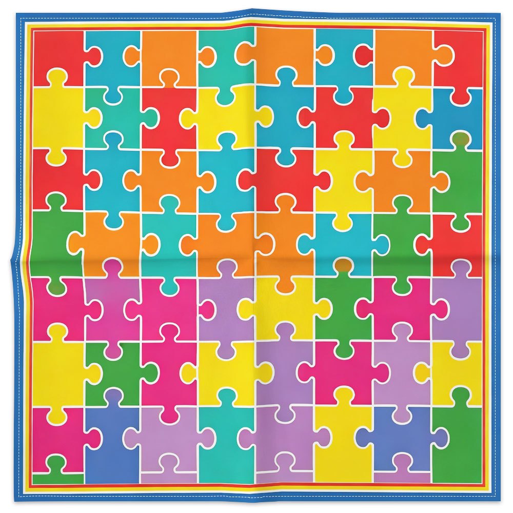 TEMU 1pc Écharpe Carrée Motif Puzzle Coloré pour ou Cadeau