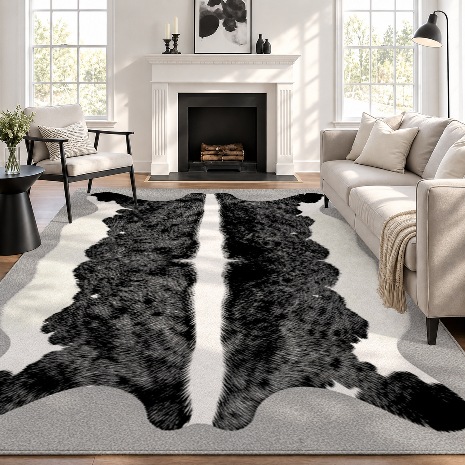 cow hide rug sold on Temu United States