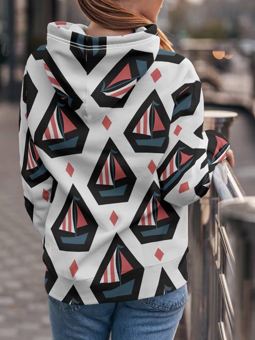 halloween womens casual fashion hooded sweatshirt flat pattern no texture sailor pattern print comfortable autumn winter casual pullover machine washable