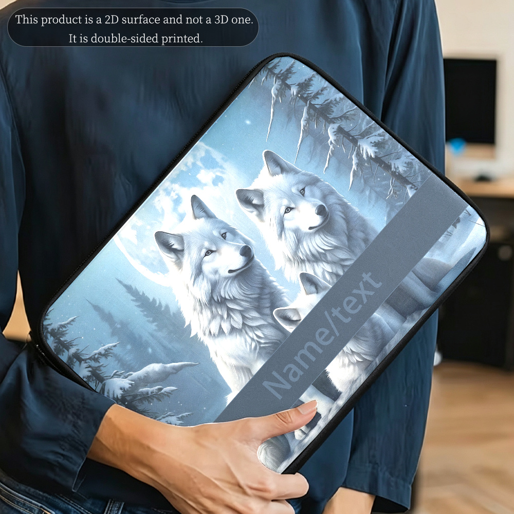 Customizable Realistic Style White Wolf Pattern Notebook Inner Bag