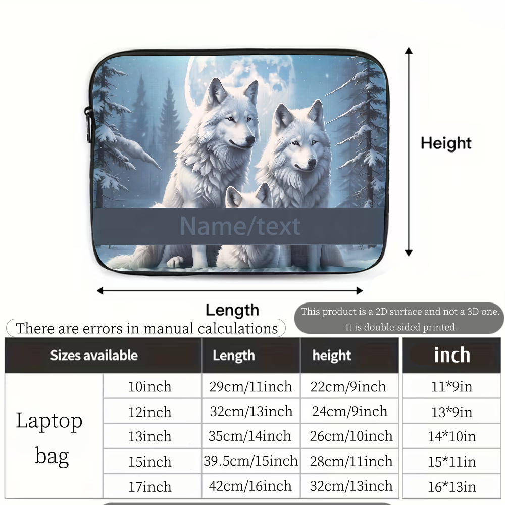Customizable Realistic Style White Wolf Pattern Notebook Inner Bag