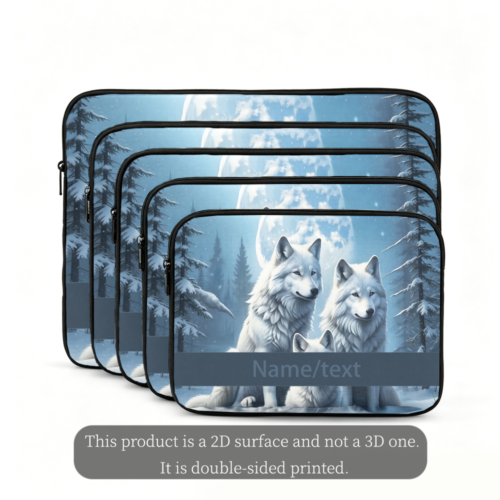 Customizable Realistic Style White Wolf Pattern Notebook Inner Bag