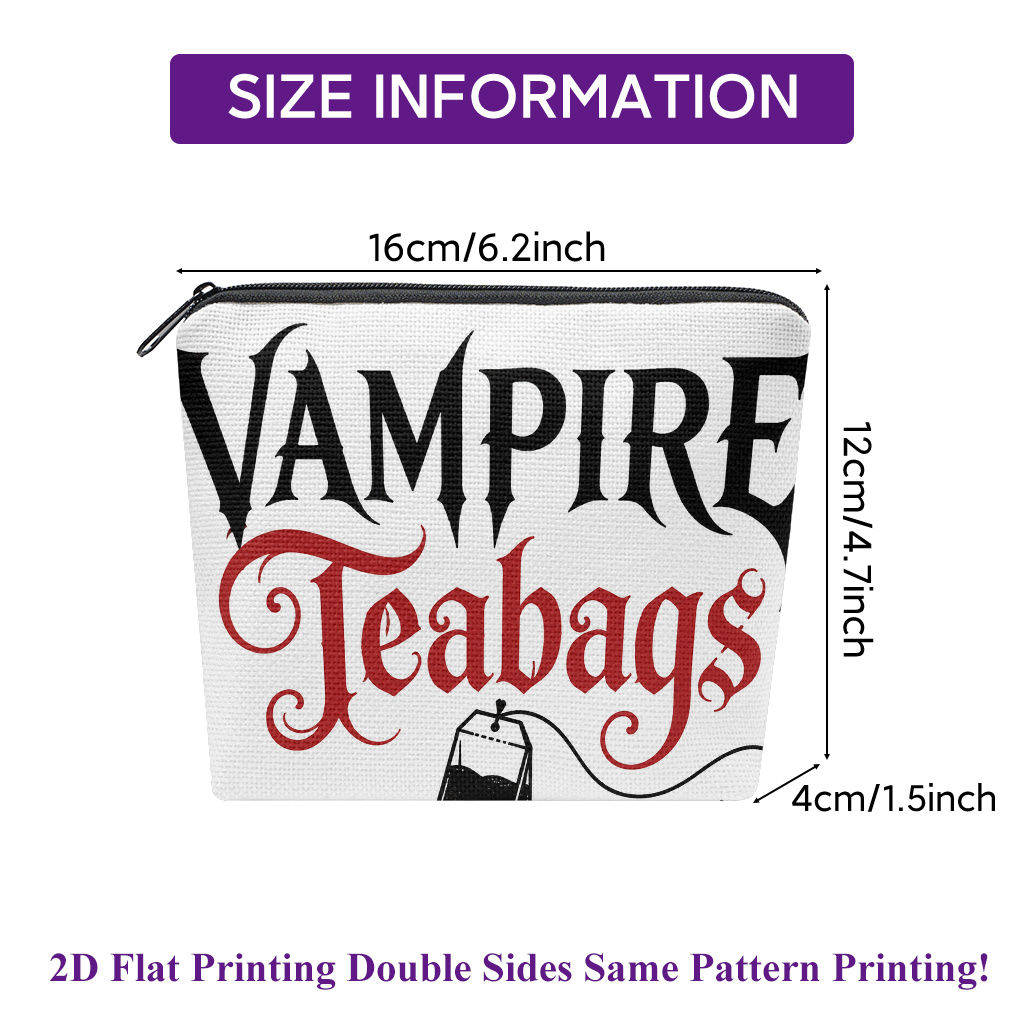 TEMU Sanitary Pad Storage Bag 1pc, Vampire Teabags Design Printed Sanitary Napkin Storage Bag, Travel Multifunctional Storage Bag, Women's Portable