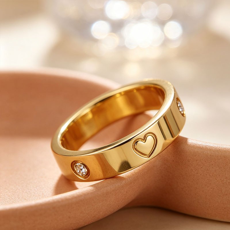 Women's Hollow Heart Design Synthetic Zirconia Ring, Gift Box Included