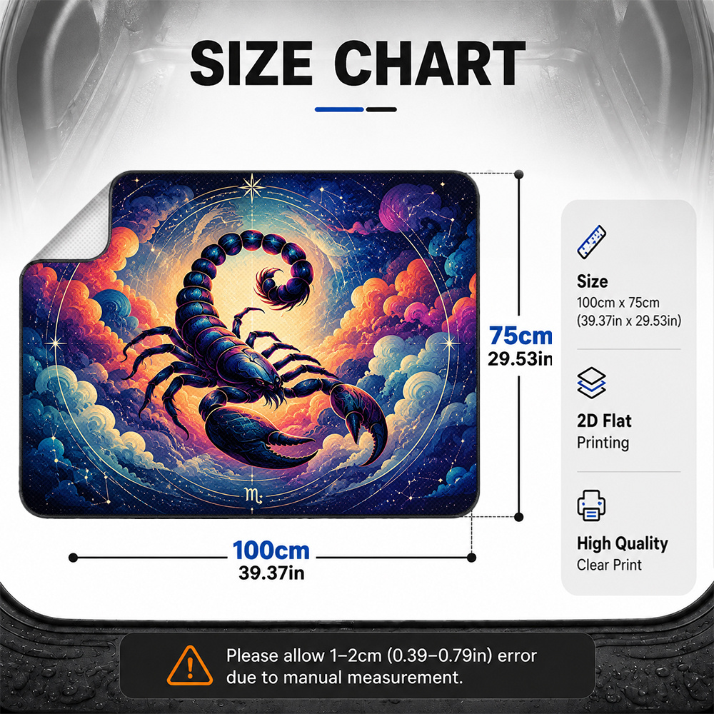 2d flat 1pc finalizing   scorpio description   scorpio   illustration car trunk mat cargo liner or boot mat suitable for long distance travel camping and interior decoration pet friendly everyday family travel