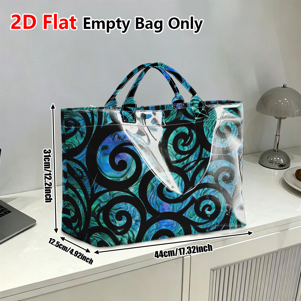 TEMU 1pc Reusable Grocery Bags, 2d Flat Maori Women's Pvc Tote Bag, Large Capacity Women's Shoulder Bag, Shopping And Travel Handbag (non-food