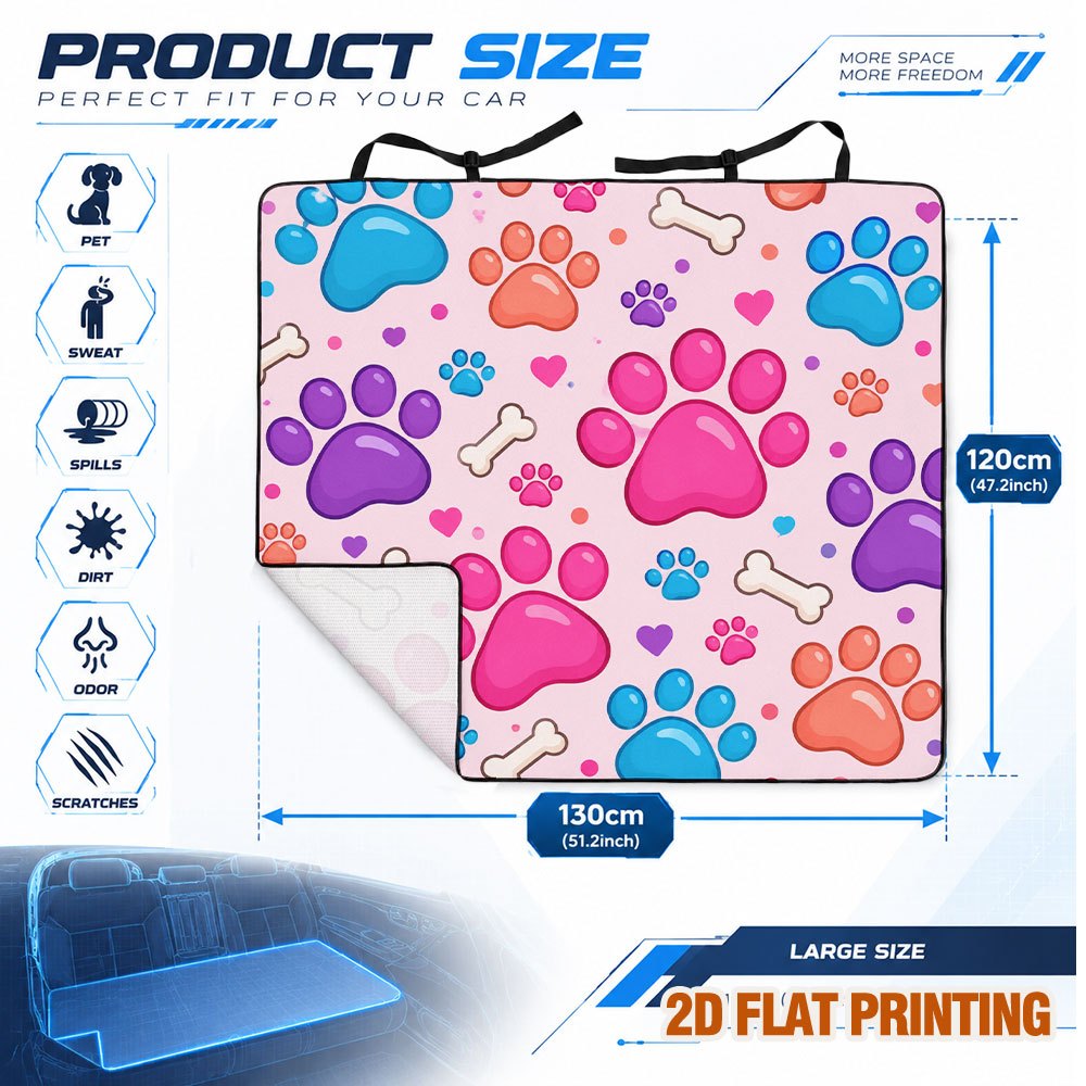 2d flat 1pc colorful   and   printed dog car travel mat pet seat cover back seat protector suitable for   vehicles   and   for pet friendly hotels holiday drives and weekend travel