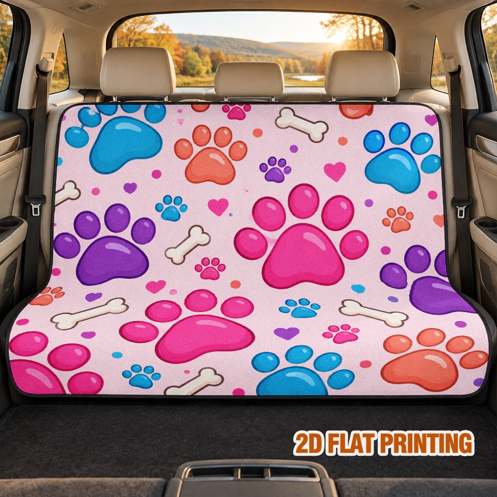 item picture 2d flat 1pc colorful   and   printed dog car travel mat pet seat cover back seat protector suitable for   vehicles   and   for pet friendly hotels holiday drives and weekend travel