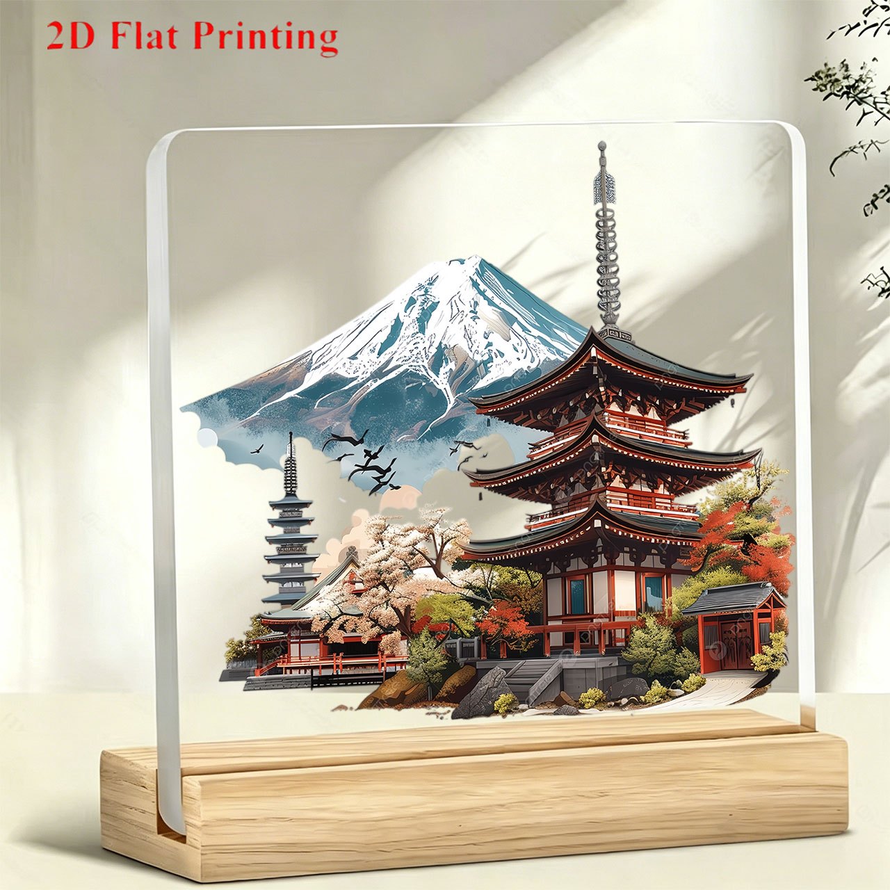 TEMU 1pc And Japanese Architecture Scenery Pattern Standee For Desktop Decoration, Suitable For Work, Office Desk Decor, Paperweight, Study, And Bar