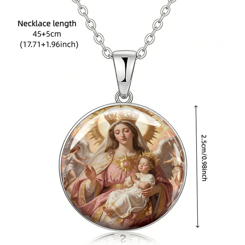 2D Flat Religious Pattern Stainless Steel Necklace