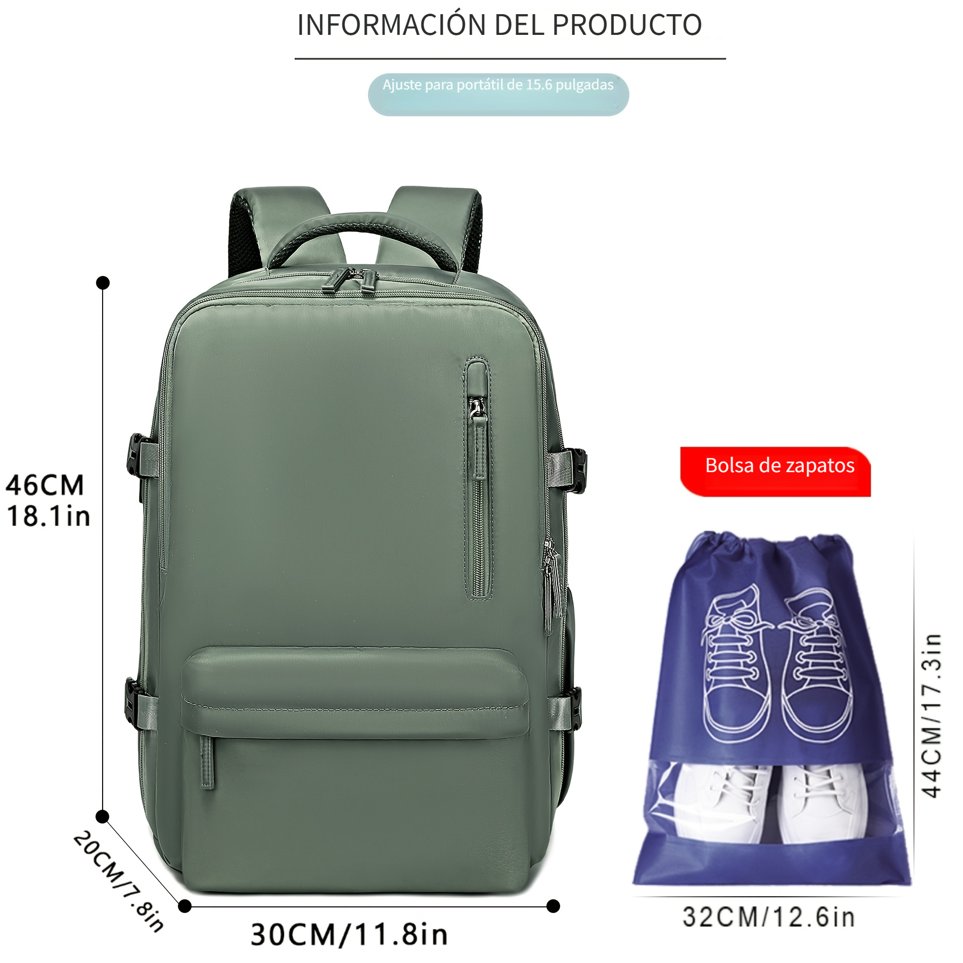 Mochila de viaje ENOSHI de gran capacidad con compartimento para laptop y zapatos, foto 3