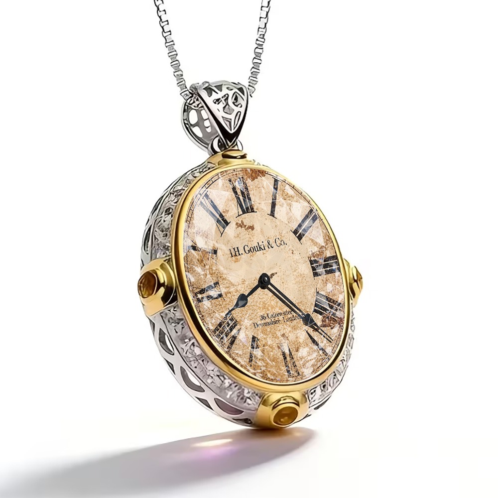 TEMU -inspired Vintage Wall Clock Necklace With Time Display, A Light And Artistic Accessory.