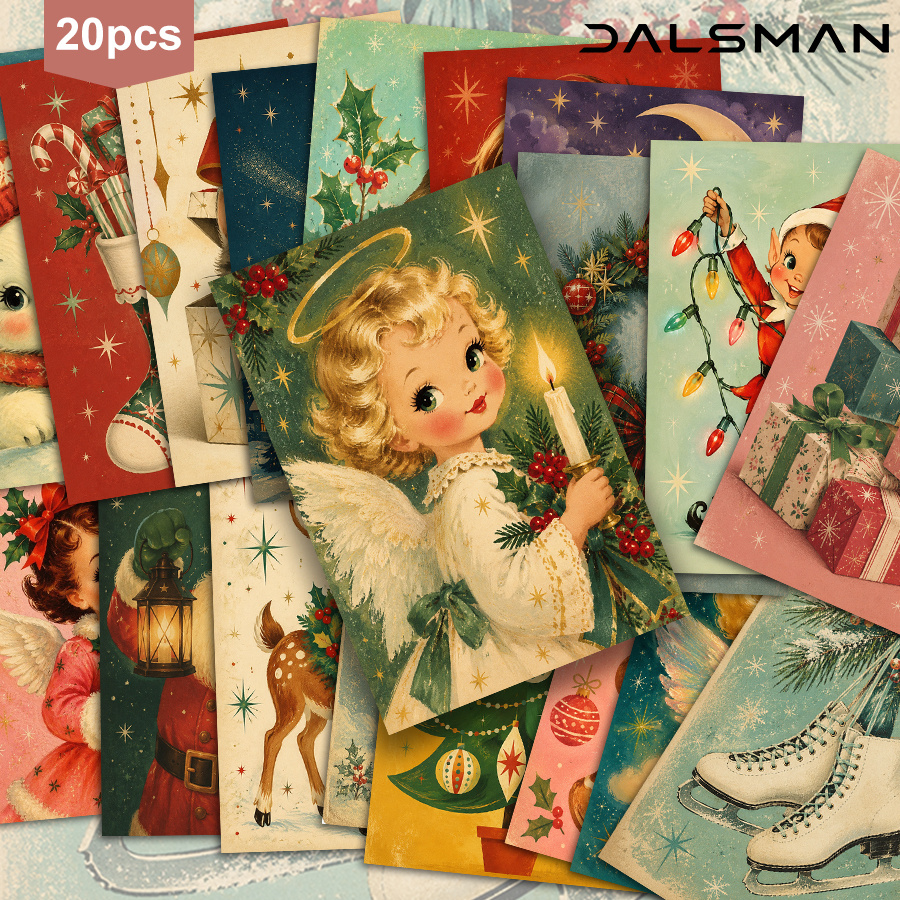 TEMU 20-pack Vintage Christmas Postcards Set Retro Holiday Greeting Cards For Festive Stationery For Seasonal Decor And Gift