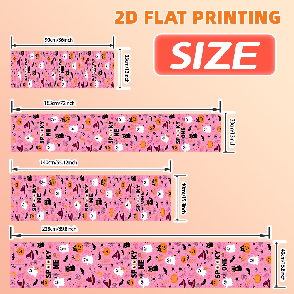   1pc modern halloween pink ghosts and pumpkins pattern table runner   holiday decoration for kitchen and dining table runner table cloth room decor     use