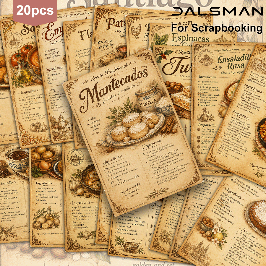 TEMU Juego de 20 postales DALSMAN de recetas españolas vintage para amantes de y entusiastas de la decoración del hogar, perfectas para de pared de