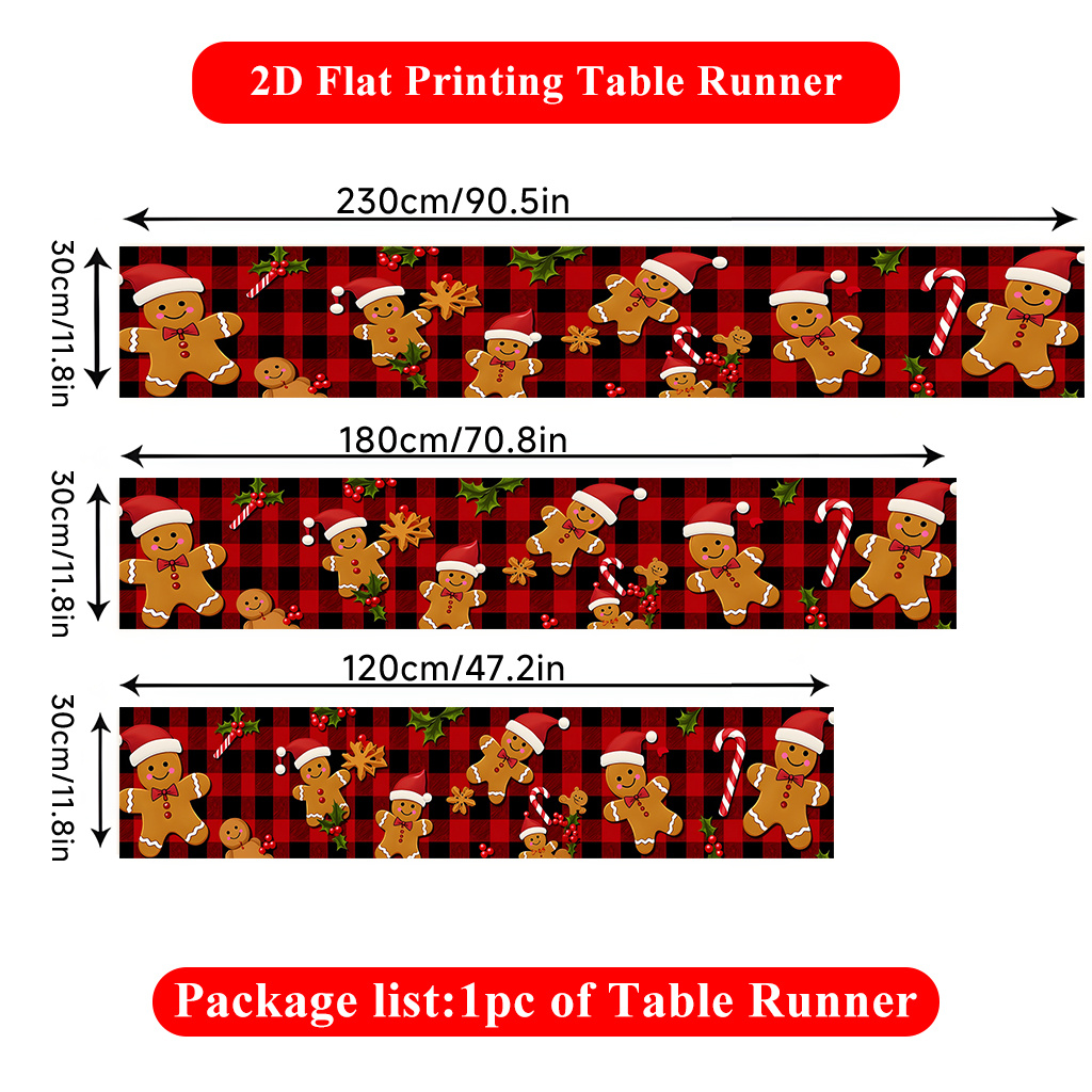 TEMU 1pc 1pcs 1pc Suitable For Christmas Table Runner With Print - Vibrant Rectangular Polyester Table Decor For Dining Table, Coffee Table, Kitchen,