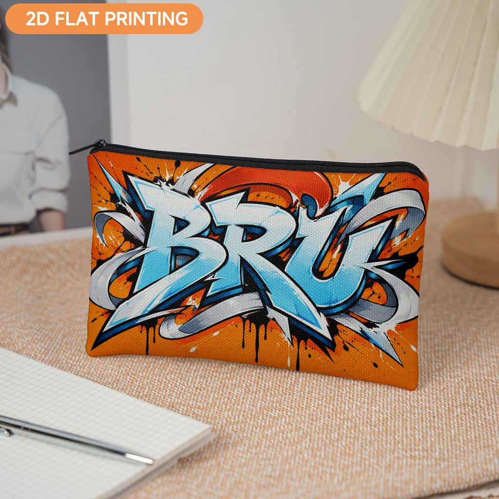 1pc graffiti art zipper pencil case suitable for school supplies storage linen zippered bag with   design zippered compartments for for study organization gifts for   halloween christmas