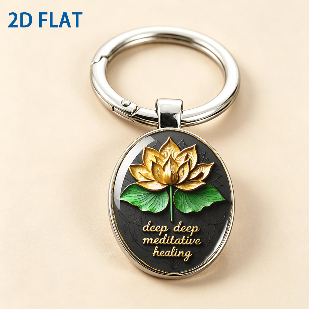 Luxury Golden Lotus Zen-Themed Keychain, Exquisite Design