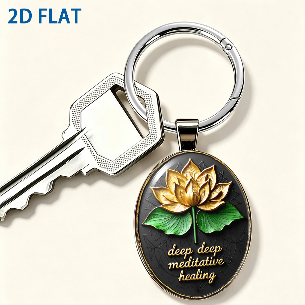 Luxury Golden Lotus Zen-Themed Keychain, Exquisite Design
