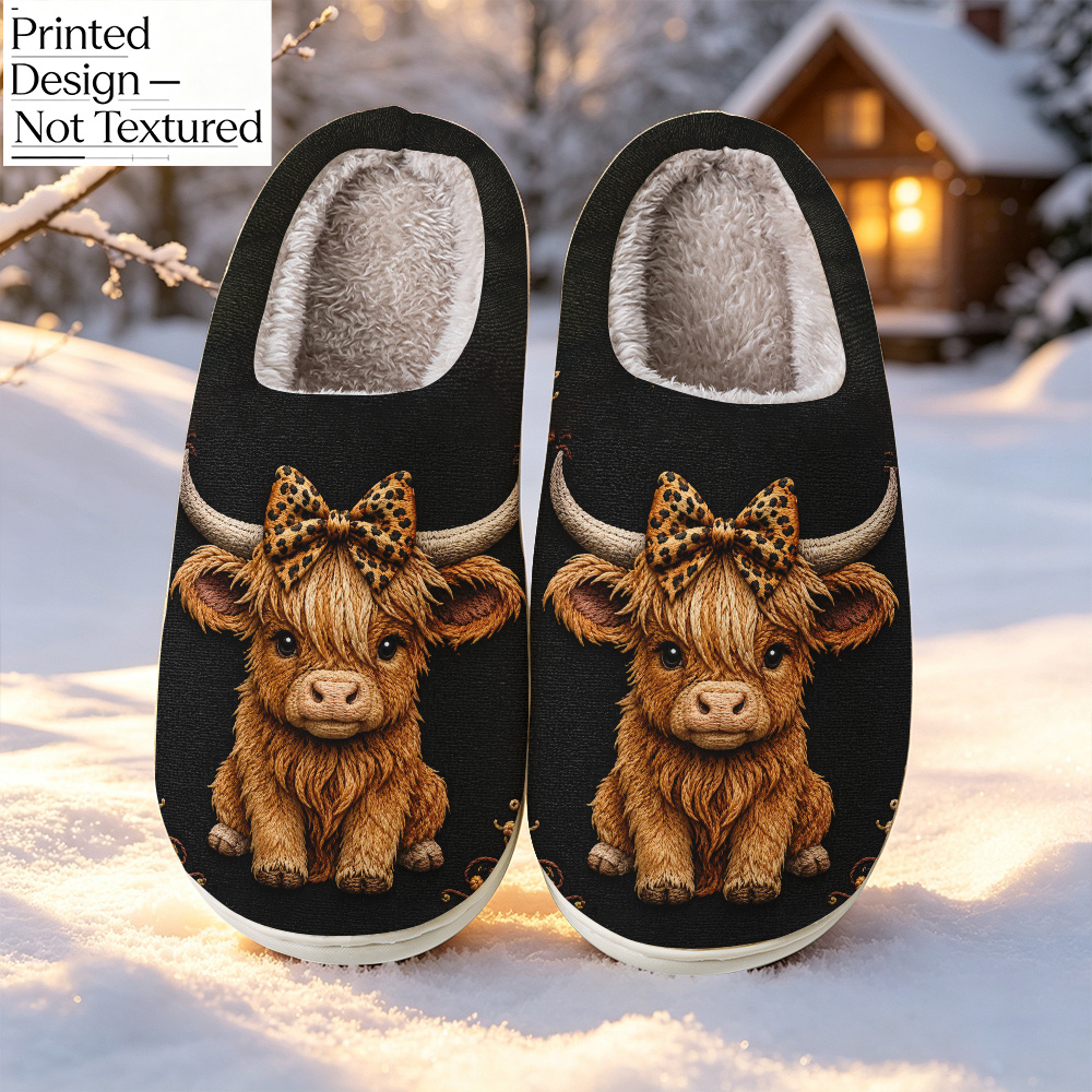 TEMU Printed Design – Not Textured Little Cow Embroidery Pattern Slippers, Unisex Fashion Indoor/outdoor Slippers, Suitable For Birthday Gifts,