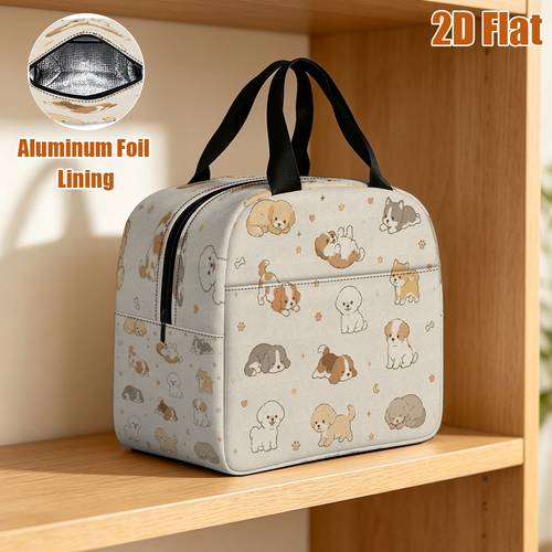 item picture 2d flat 1pc dogs with stars and hearts insulated lunch bag portable reusable food storage solution non food contact office use lightweight design perfect christmas gift