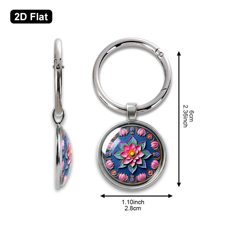 Zen-Inspired Floral Pink Lotus Mandala Key Chain