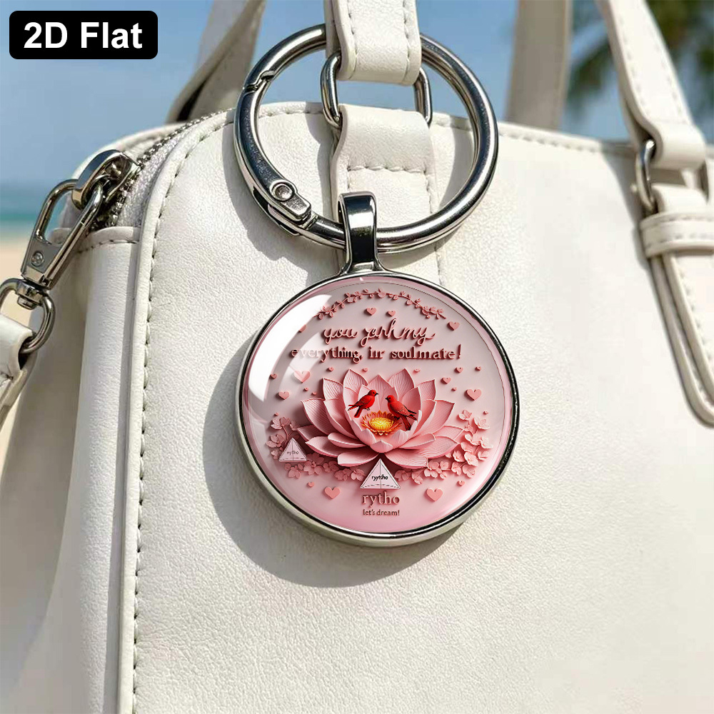 Romantic Pastel Hand-Painted Lotus Theme Keychain