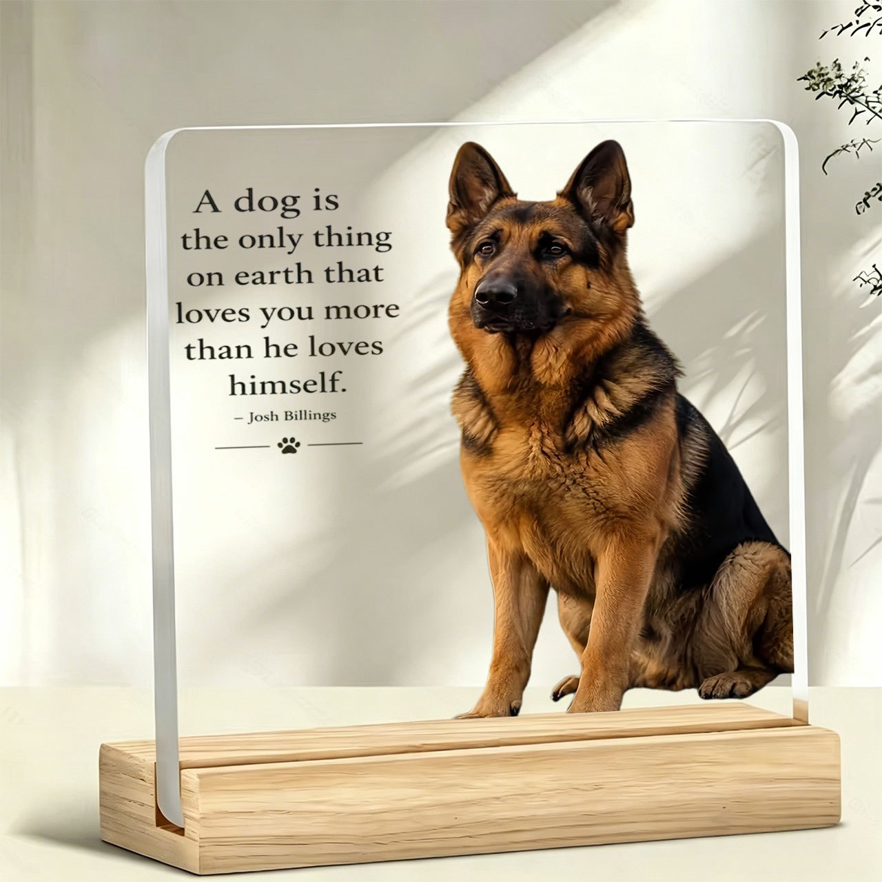 TEMU 1pc German Shepherd Dog Inspirational Quote Tabletop Ornament Paperweight, Motivational Slogan, Warm Message, Acrylic Ornament, Home Decor, With