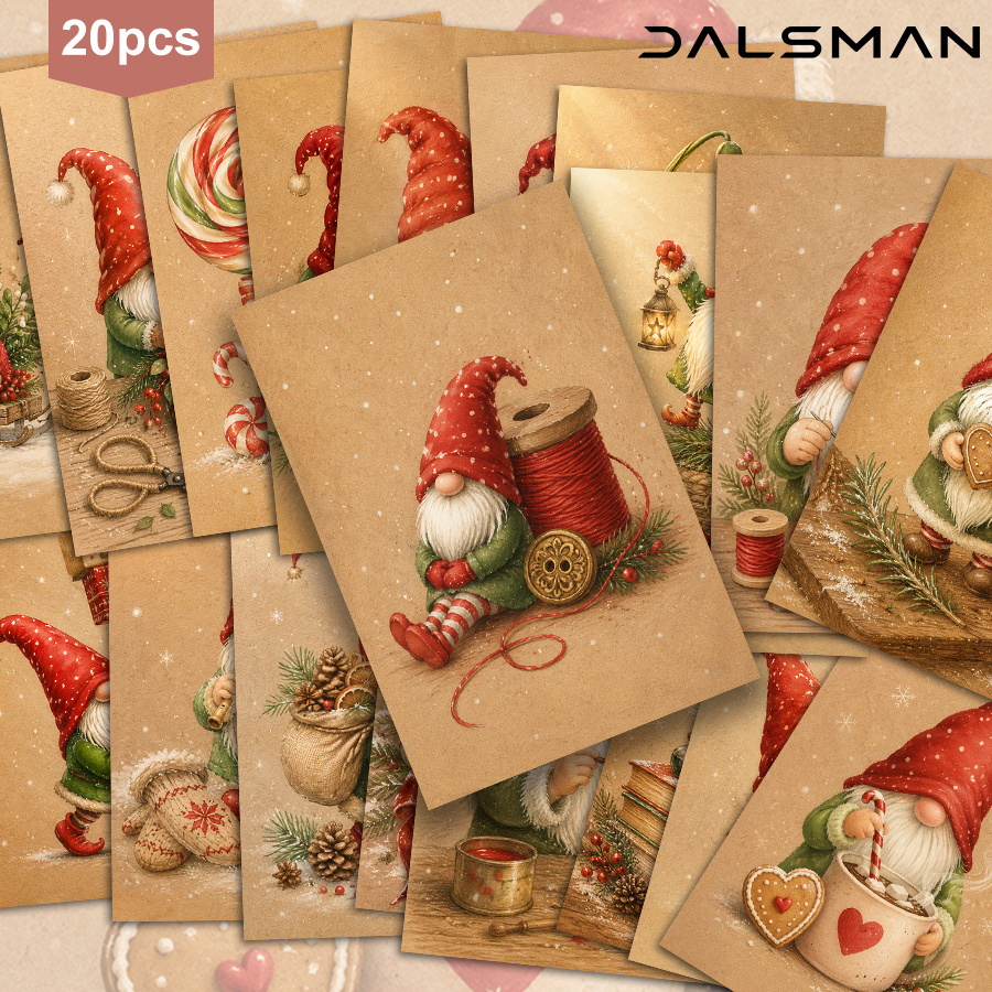 TEMU 20-Pack DALSMAN Vintage Kerst Tuinman Postkaart Set voor Kerstkaarten en Seizoensgebonden Huisdecoratie Cadeaus voor Vrienden en Familie