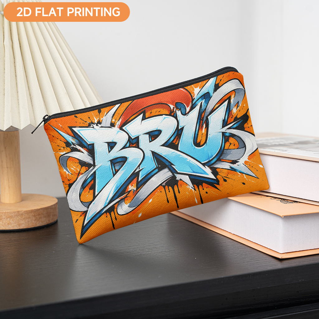 1pc graffiti art zipper pencil case suitable for school supplies storage linen zippered bag with   design zippered compartments for for study organization gifts for   halloween christmas