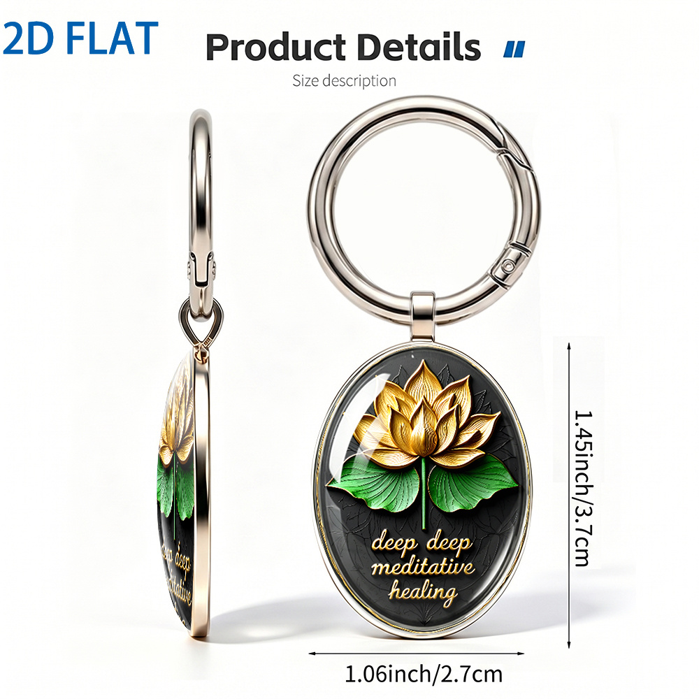Luxury Golden Lotus Zen-Themed Keychain, Exquisite Design