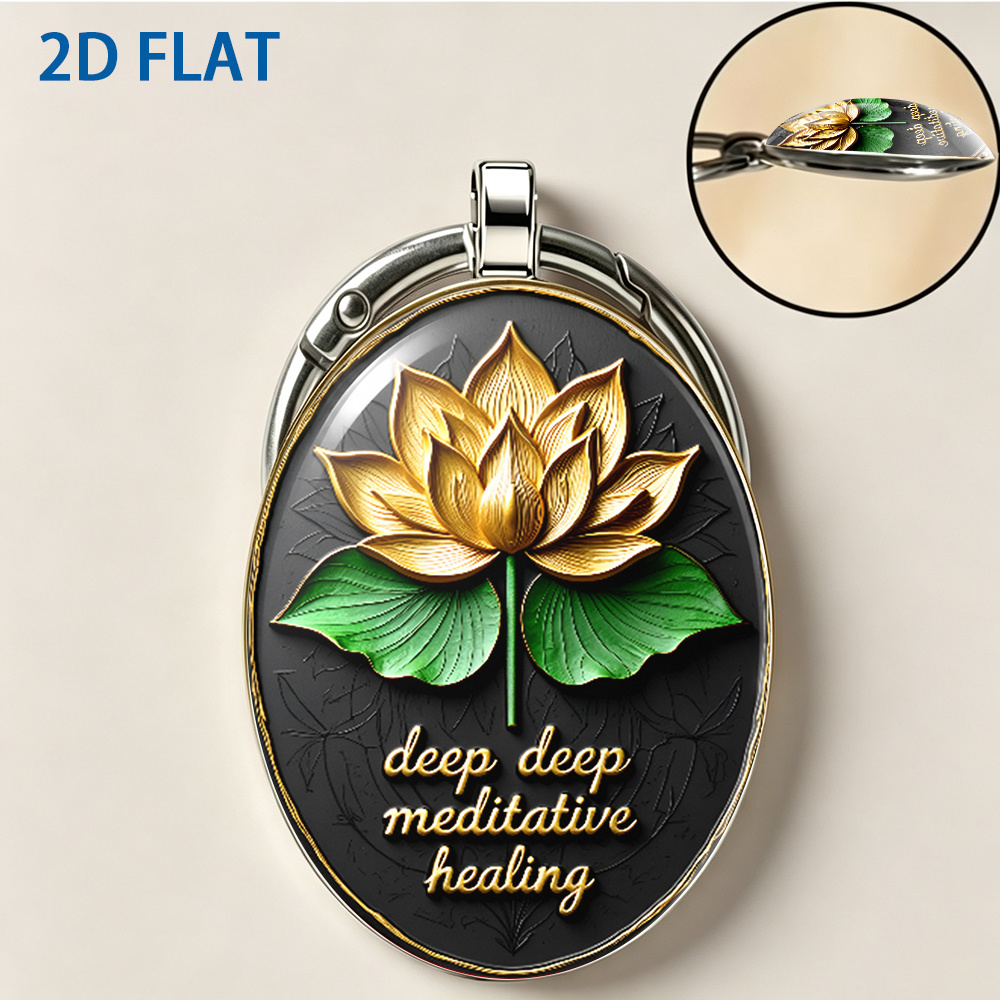 Luxury Golden Lotus Zen-Themed Keychain, Exquisite Design