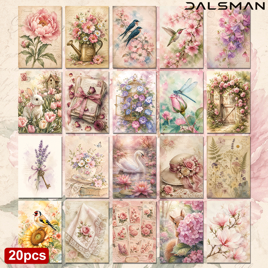 TEMU 20-packvintage Floral Postcards Aesthetic Botanical Stationery Set For Greeting Cards Home Decor And Gift Giving For And Familydalsman