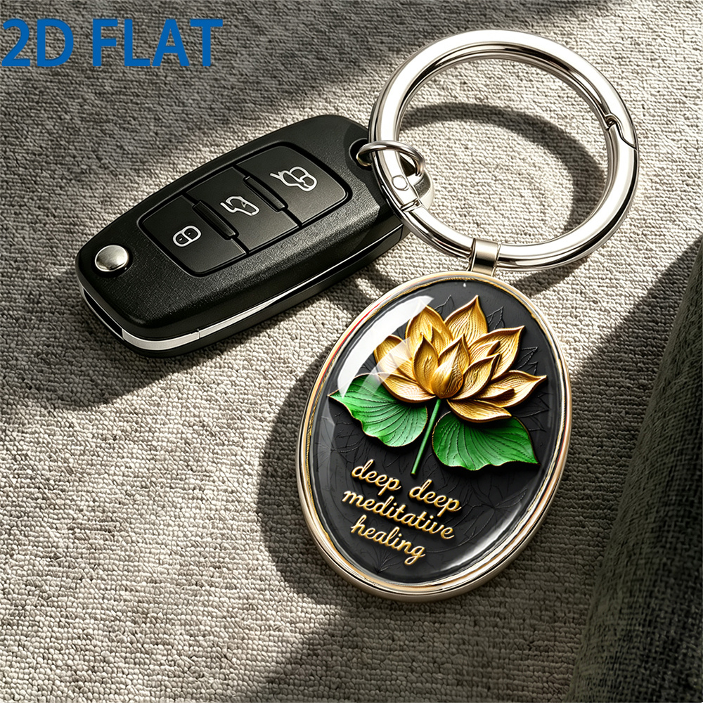 Luxury Golden Lotus Zen-Themed Keychain, Exquisite Design