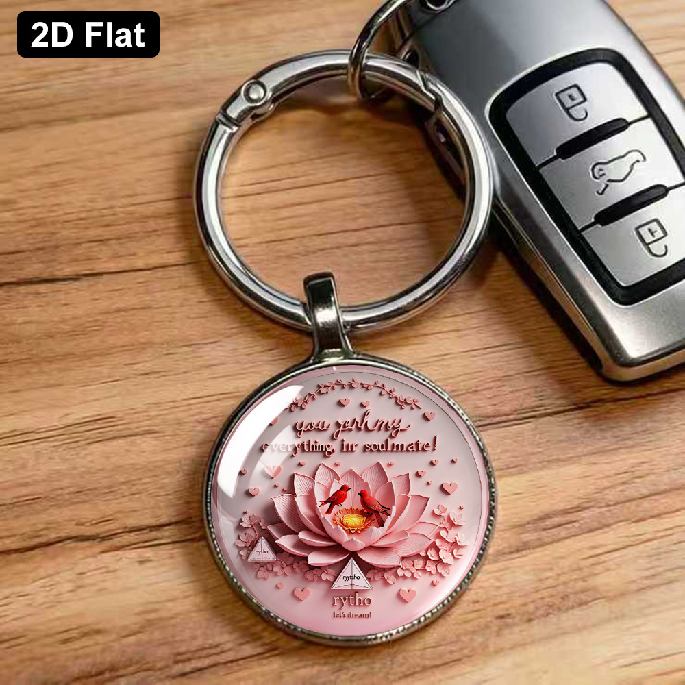 Romantic Pastel Hand-Painted Lotus Theme Keychain