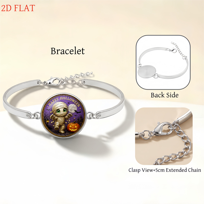 5pc Mummy-Themed Halloween Jewelry Set, Necklace & Earrings