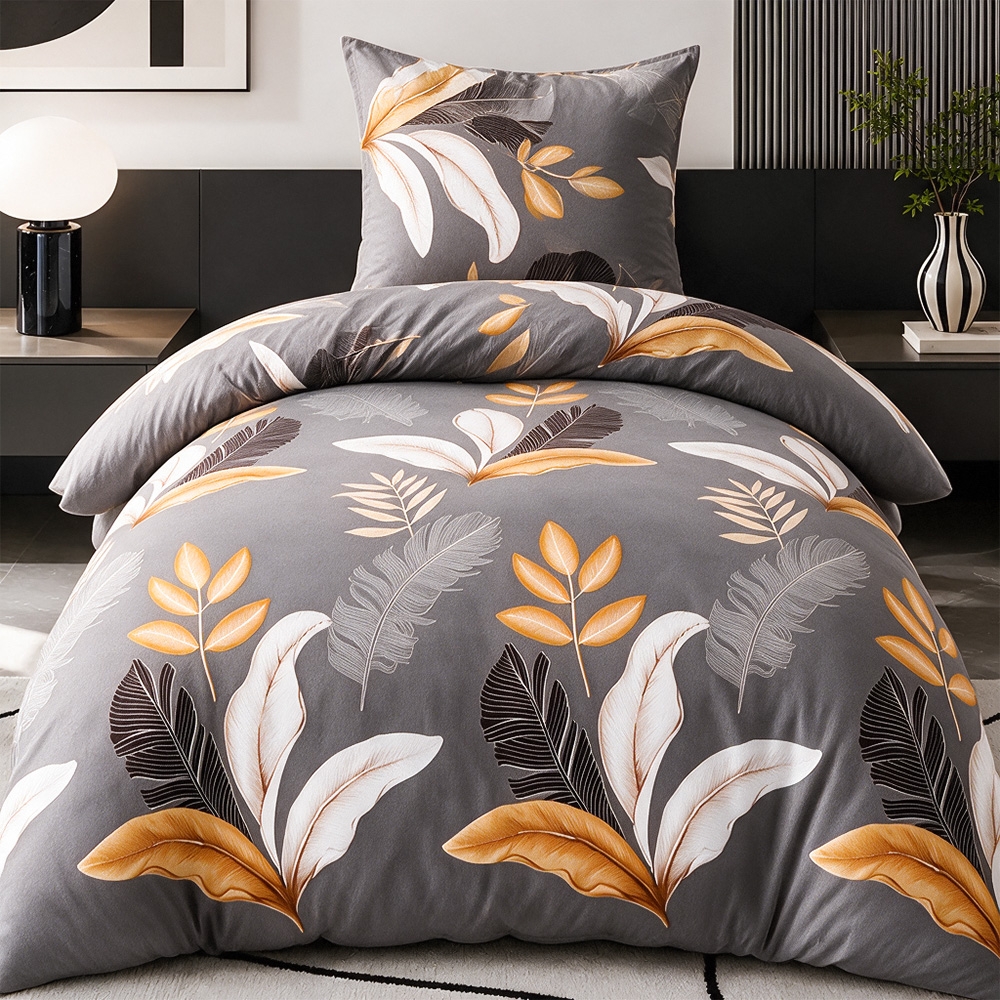 TEMU 2pcs 135 X 200 155 X 220 Bed Cover Set 80 X 80 Pillowcase With Zip Earthy Tones Leaf Pattern Duvet Cover Set Bedding For Allergy Sufferers Thick