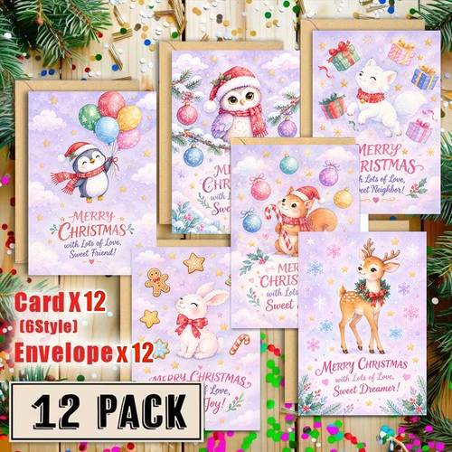 12 greeting cards 12 envelopes adorable christmas 2 card merry christmas with for friends watercolor