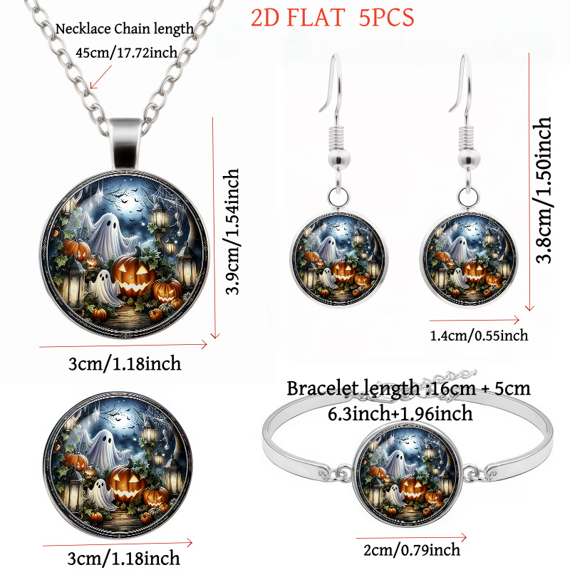 5pc Women's Halloween Pumpkin Jewellery Set, Festive Gift