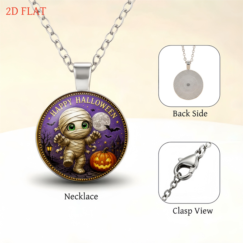 5pc Mummy-Themed Halloween Jewelry Set, Necklace & Earrings